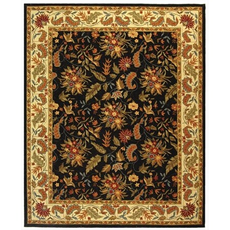 Safavieh 6 ft. x 9 ft. Medium Rectangle- Country and Floral Chelsea Black Hand Hooked Rug HK141B-6